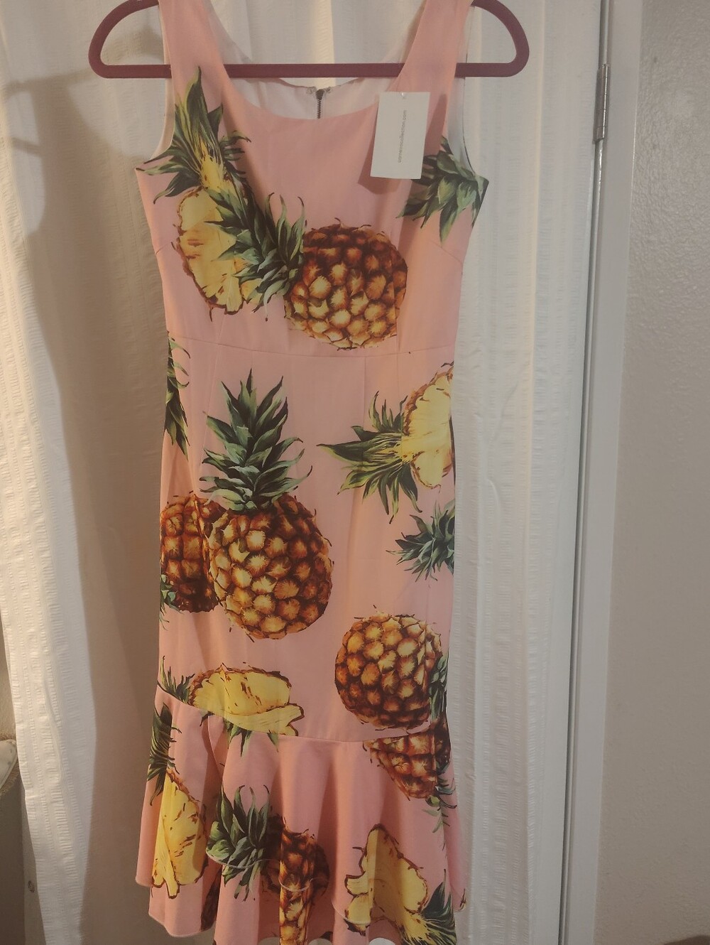 Pink Pineapple Print Sleeveless Dress